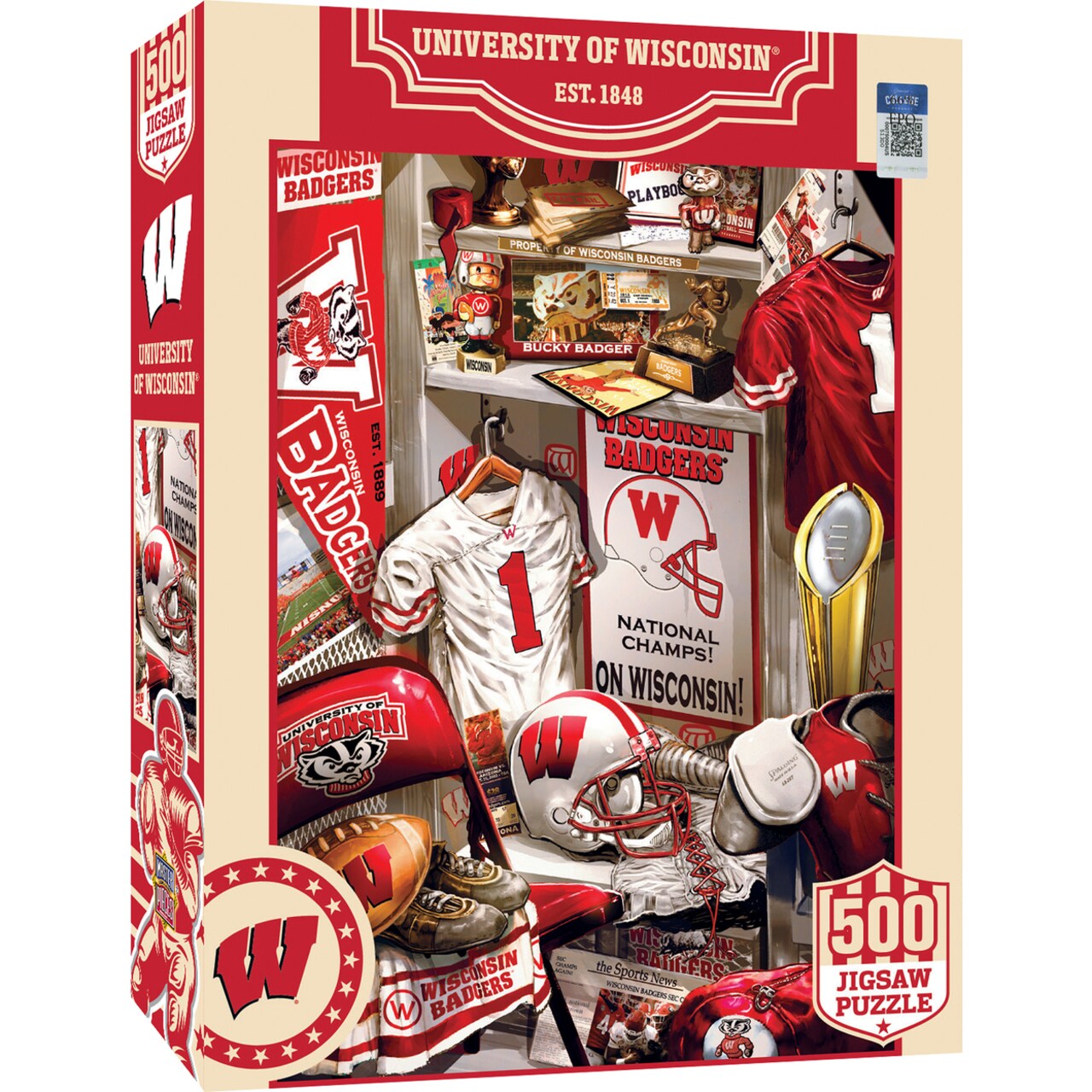 Masterpieces 500 Piece Puzzle - Wisconsin Badgers Locker Room - 15"x21"